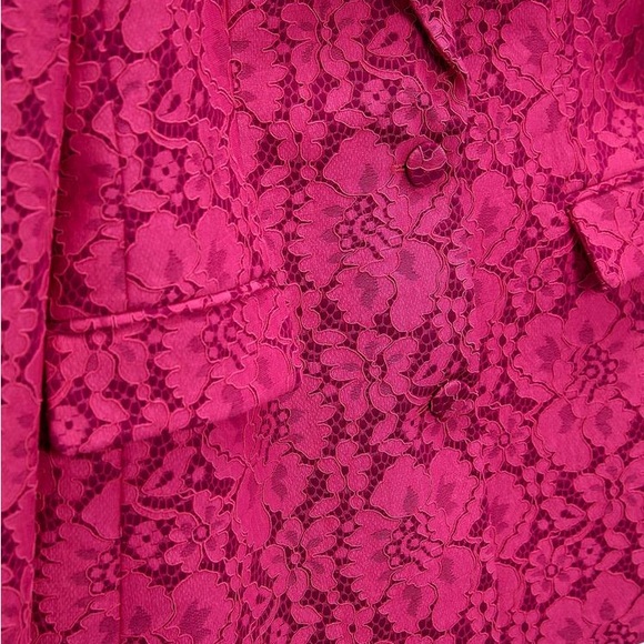 ZARA Tailored Lace Floral Blazer | Fuchsia | M - Picture 15 of 15